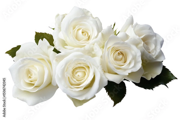 Obraz white roses bouquet isolated on white background.