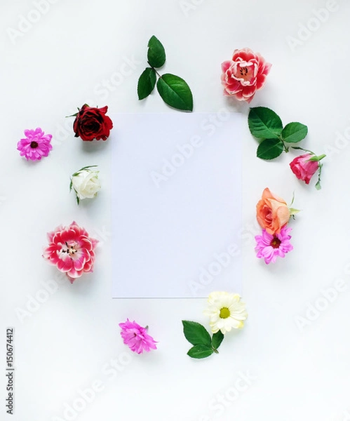Obraz flowers mockup, white frame, frame flower