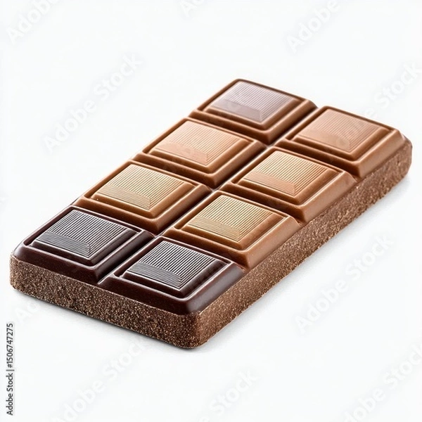 Obraz Textured Chocolate Bar with Dark, Milk, and Caramel Sections