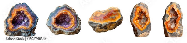 Obraz amethyst geode collection, isolated on transparent background.