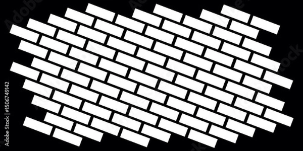 Obraz Brickwork illustration. Black and white brick texture. Brick wall pattern design.