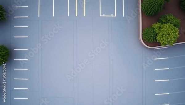 Obraz Aerial View of Modern Parking Lot with Greenery