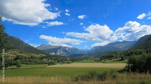 Obraz landscape with mountains and blue sky