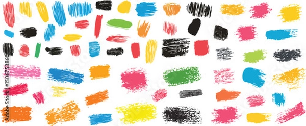 Fototapeta Brush Strokes Vector Collection. Colorful Paint Splatters on White.