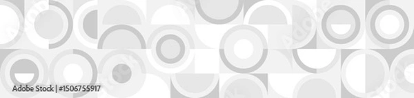 Obraz White trendy seamless background of circles and squares in modern Scandinavian style. Cover of gray geometric shapes in retro texture for wallpaper or packaging.