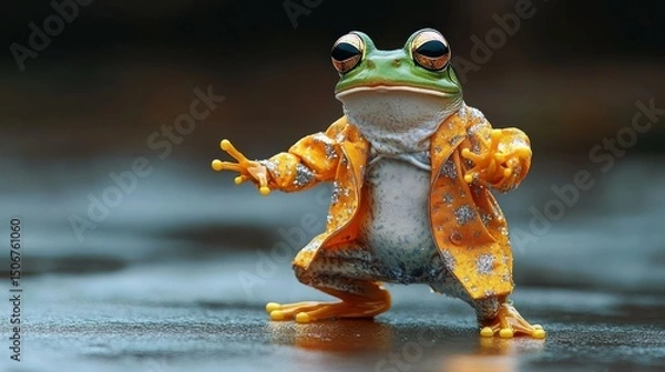 Obraz Frog in raincoat image