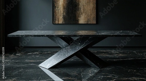 Obraz Modern dark marble dining table