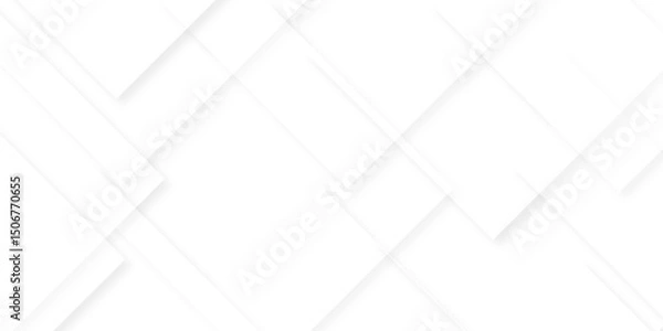 Fototapeta Modern Abstract white background design with layers of textured white transparent material in triangle and squares shapes. White color technology concept geometric line vector background.