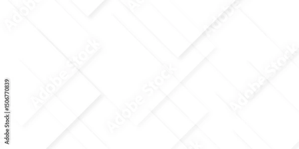 Fototapeta Modern Abstract white background design with layers of textured white transparent material in triangle and squares shapes. White color technology concept geometric line vector background.