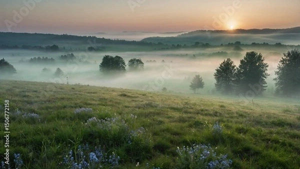 Obraz morning mist over the river
