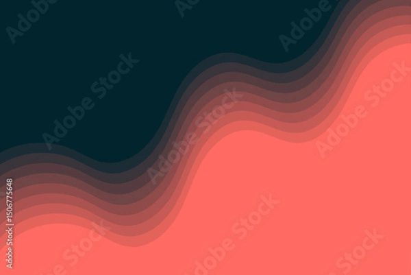 Fototapeta Decorative red wavy background in layered paper cut technique ideal for posters cards or digital art