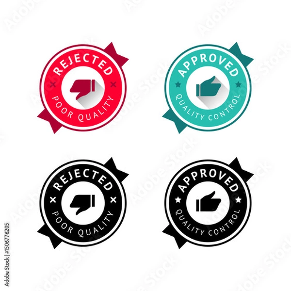 Fototapeta Badge like and dislike, thumbs up and thumbs down