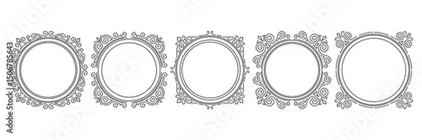 Obraz Set of line curl frames. Modern decorative linear backgrounds.