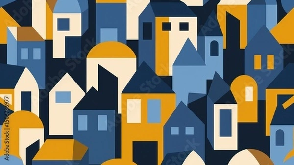 Fototapeta Colorful abstract cityscape pattern