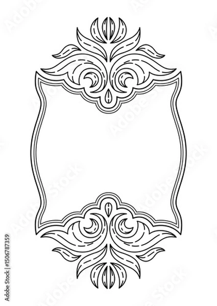 Obraz Floral frame in baroque style. Decorative curling plant.