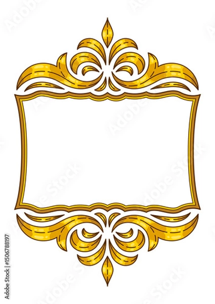 Obraz Floral frame in baroque style. Decorative curling plant.
