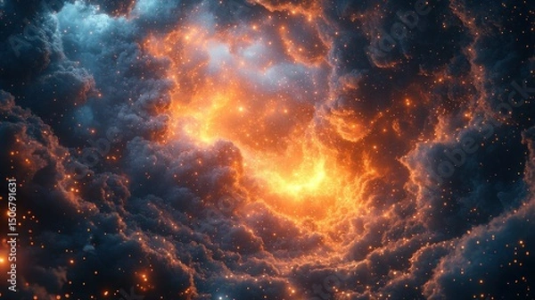 Obraz Abstract colorful space nebula illustration