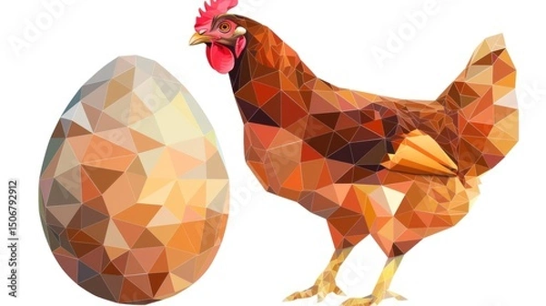 Fototapeta Polygon chicken and egg