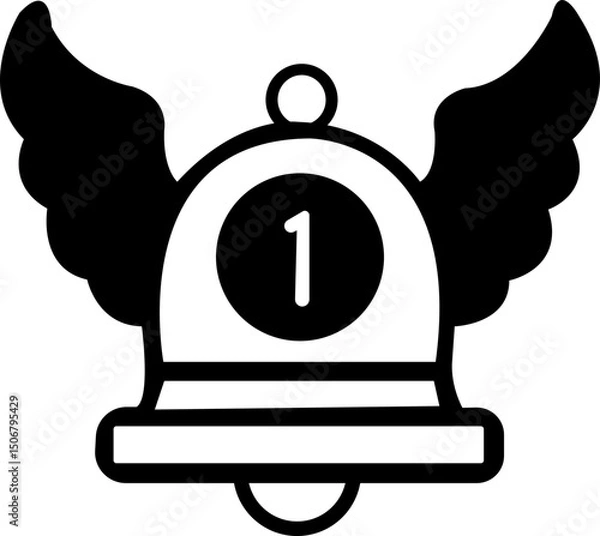 Fototapeta Notification bell icon , alert icon for incoming inbox message, ringing bell icon set with alert and reminder symbols. Includes mobile and web app elements, perfect for social media, messages, updates