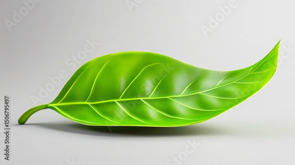 Obraz Green leaf on a white studio background