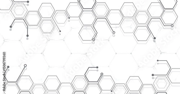 Fototapeta Background of hexagon geometric grey pattern. healthcare medical and technology background.Graphic digital science concept design, innovation technology, healthcare, and medicine design.	