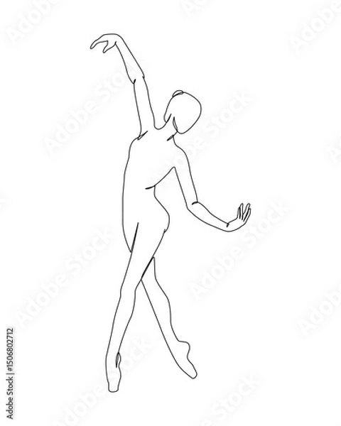 Obraz Dancing woman in motion continuous one line art drawing isolated on white background. Ballet dancer body freedom concept. Minimal ballerina poster print. Line draw design vector graphic illustration