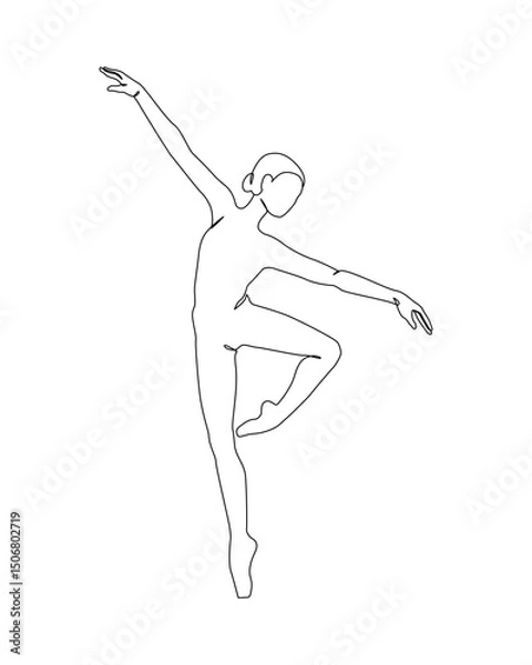 Obraz Dancing woman in motion continuous one line art drawing isolated on white background. Ballet dancer body freedom concept. Minimal ballerina poster print. Line draw design vector graphic illustration