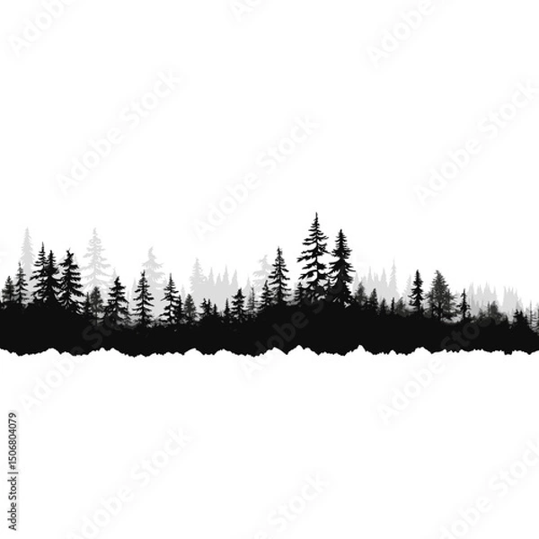 Obraz Forest silhouette forest trees black vector