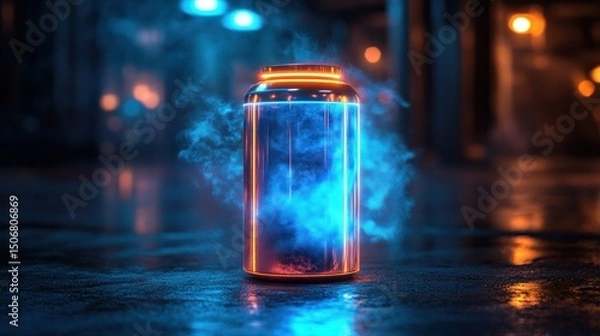 Obraz Neon glowing beverage can