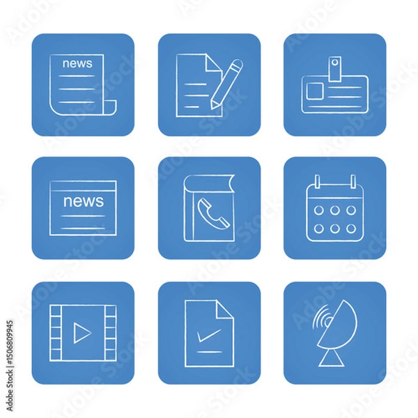 Fototapeta Communication icon set. Solid icons collection, vector illustration.