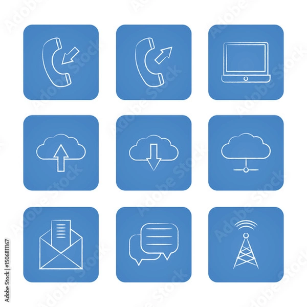 Fototapeta Communication icon set. Solid icons collection, vector illustration.