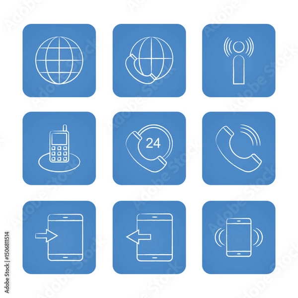 Fototapeta Communication icon set. Solid icons collection, vector illustration.