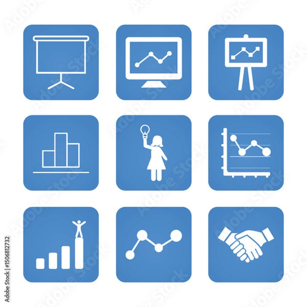 Fototapeta Presentation icon set. Solid icon collection vector illustration.