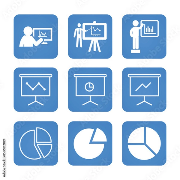 Fototapeta Presentation icon set. Solid icon collection vector illustration.