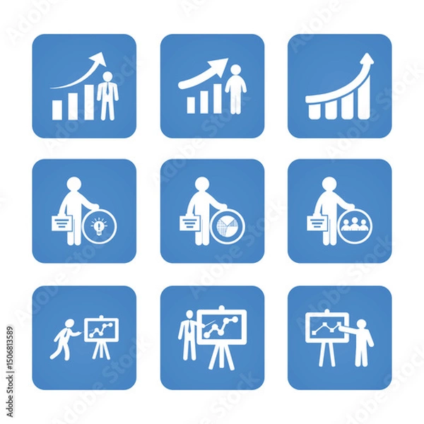 Fototapeta Presentation icon set. Solid icon collection vector illustration.