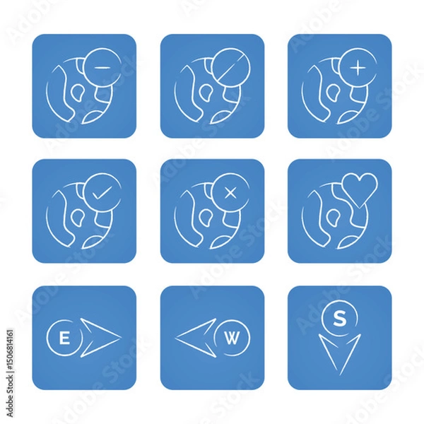 Fototapeta Navigation and location icon set. Vector illustration