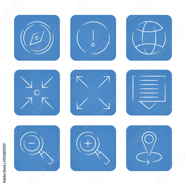 Fototapeta Navigation and location icon set. Vector illustration