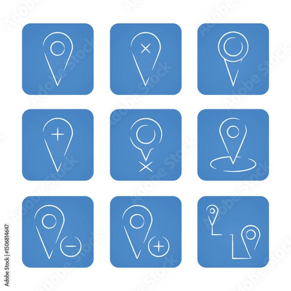 Fototapeta Navigation and location icon set. Vector illustration