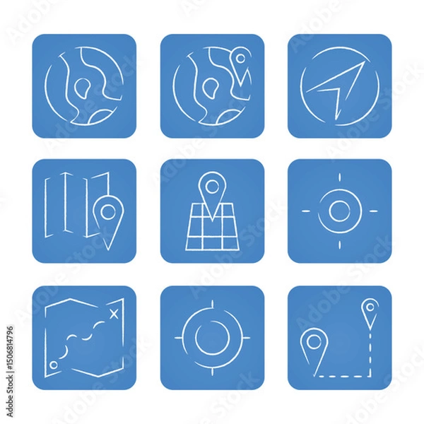 Fototapeta Navigation and location icon set. Vector illustration