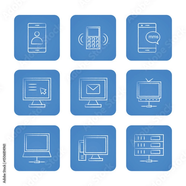 Fototapeta Communication icon set. Solid icons collection, vector illustration.