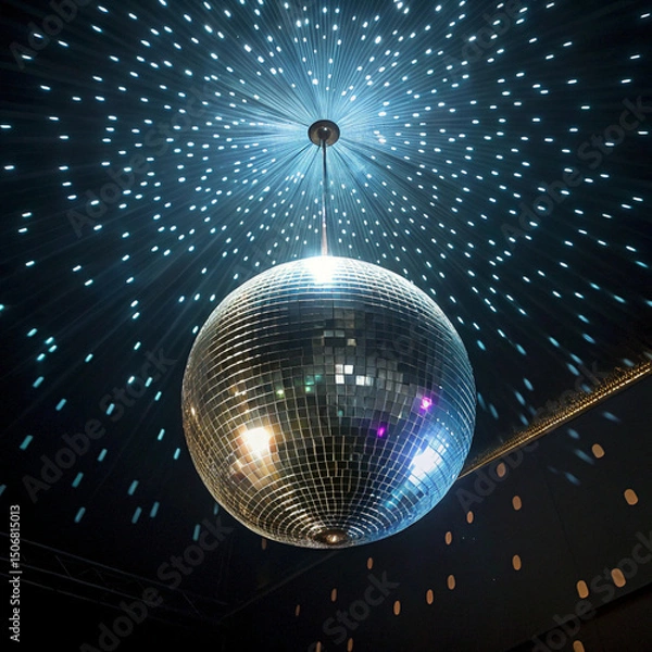 Fototapeta disco ball with disco lights AI generated 