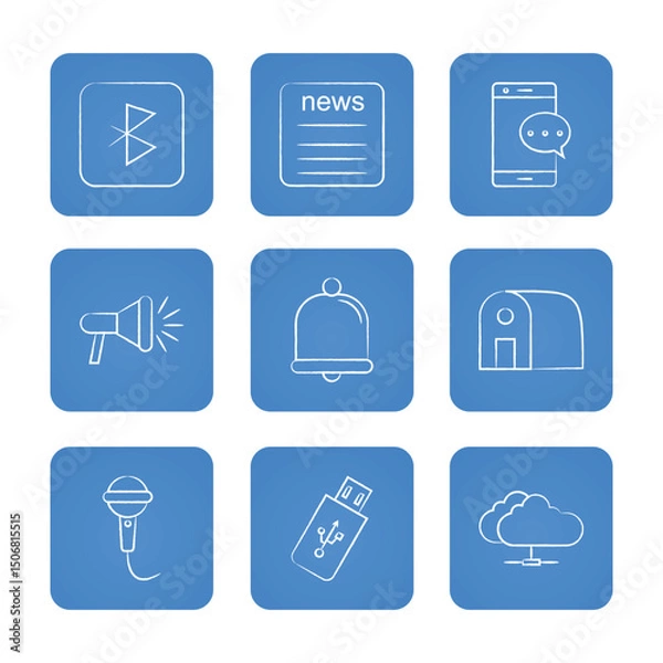 Fototapeta Communication icon set. Solid icons collection, vector illustration.