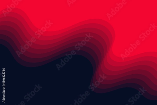 Fototapeta Eye-catching paper cut background featuring gradient wavy curves in red tones over a dark contrast base