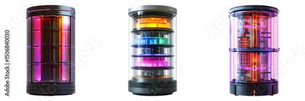 Fototapeta Isolated Cylinder with Colorful Lights on Transparent Background