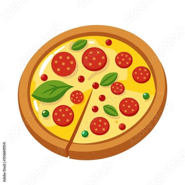 Fototapeta Pizza illustration vector with white background