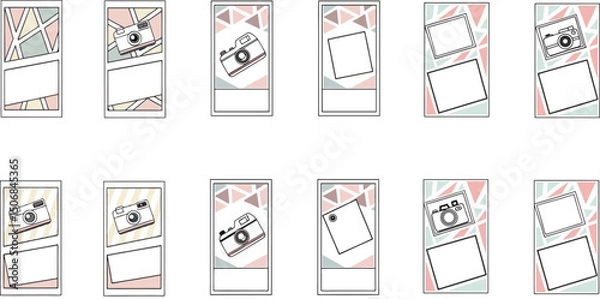 Fototapeta Trendy Camera Photo Frames Geometric Design Templates