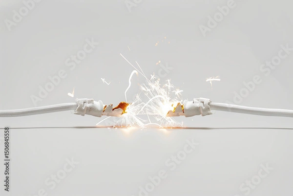 Fototapeta Electric failure of a broken thread with sparks
