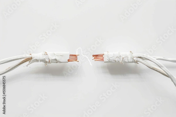 Fototapeta Electric failure of a broken thread with sparks