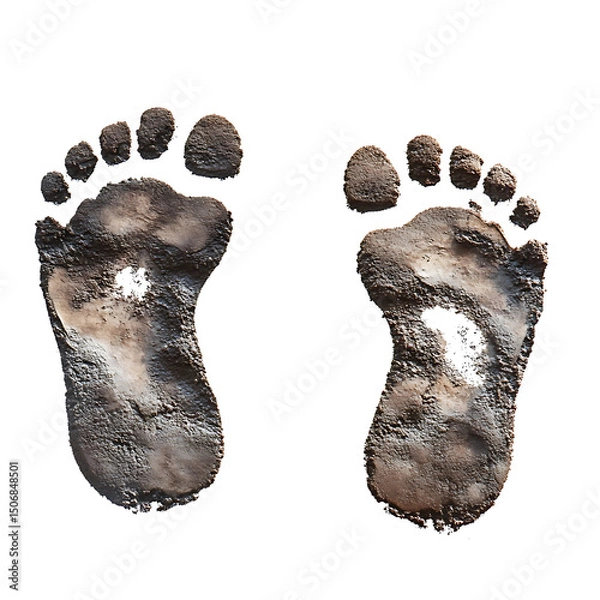 Fototapeta Set footprints isolated on white, clipping path