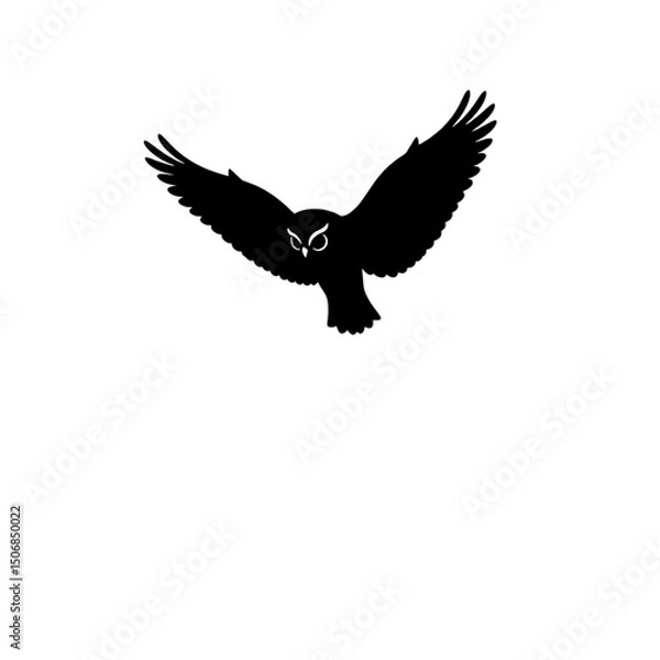 Fototapeta Owl Silhouette in Flight: A minimalist and captivating silhouette of an owl in full flight, wings outstretched, embodying freedom and the mystique of the night.